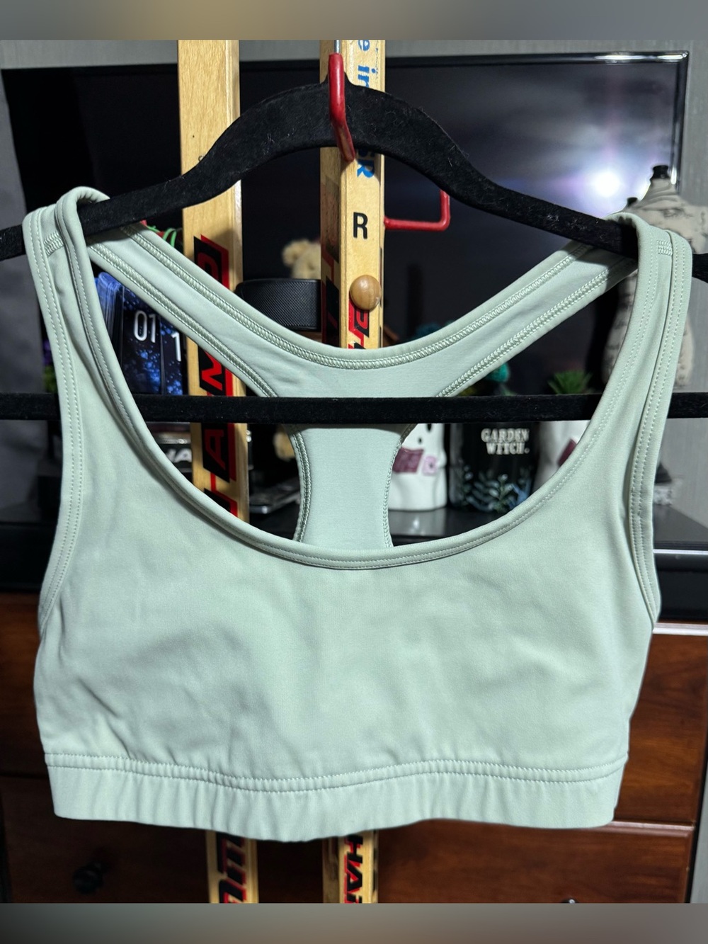 Aritzia TnAction Light Sage Mint Green Racerback Sports Bra Medium
